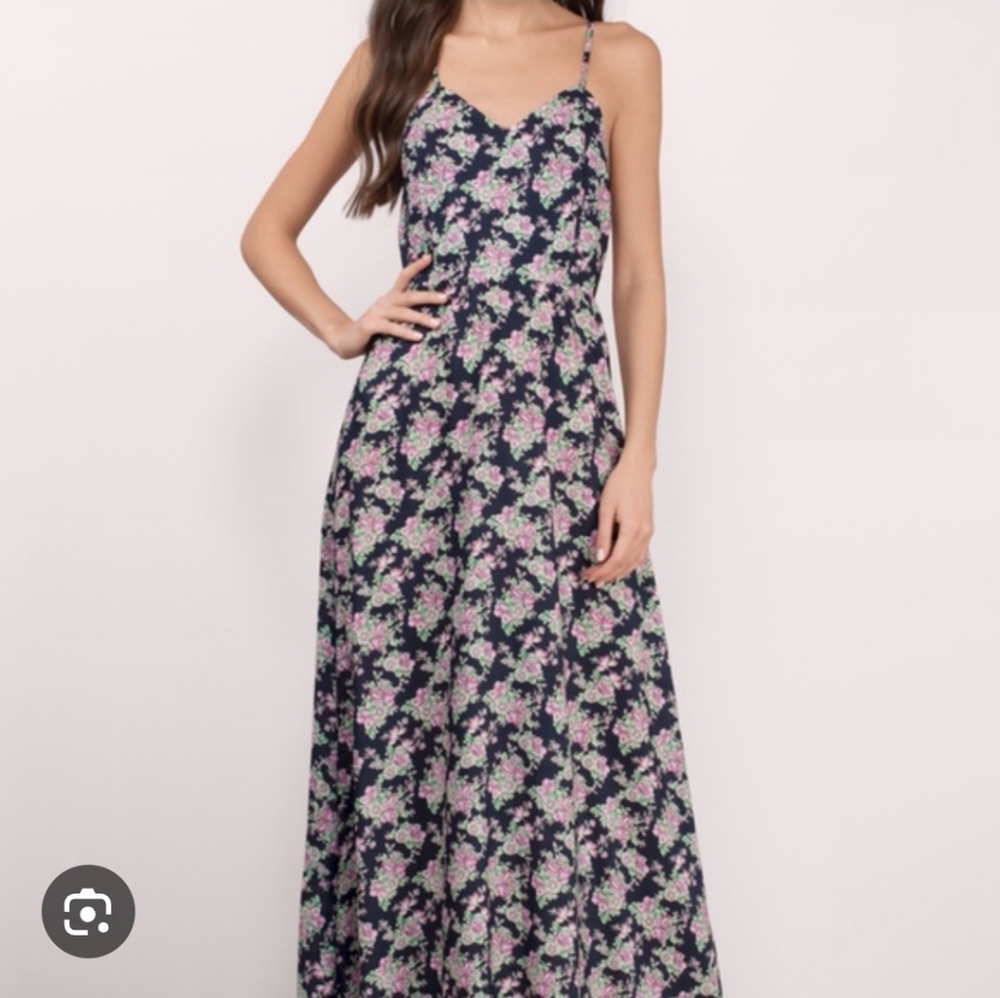 Tobi Floral Maxi Dress - Black and Pink